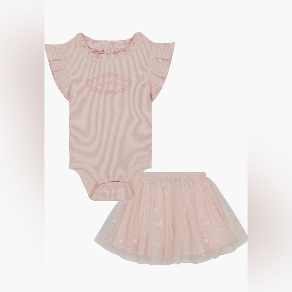 Juicy Couture Pink Baby Ruffle Bodysuit and Tutu Skirt Set